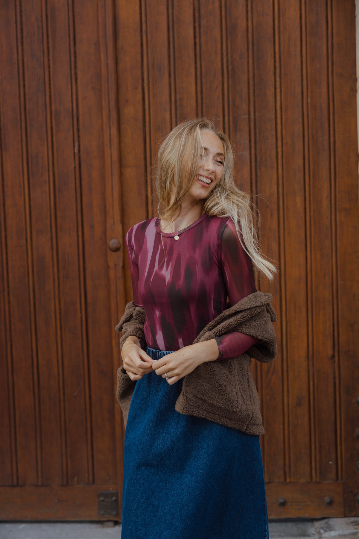 BYPALOMA MESH TOP bordeaux