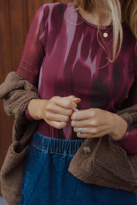 BYPALOMA MESH TOP bordeaux