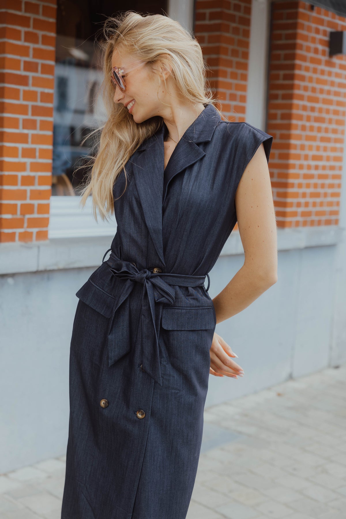 IHJUMI DRESS donker blauw