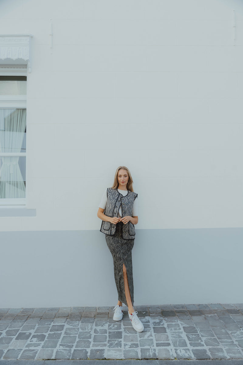KALEONDRA SKIRT beige/zwart
