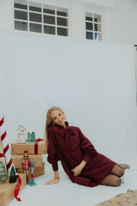 YASJULINA LS DRESS bordeaux