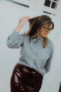 BYOMEA RHINESTONE CARDIGAN grijs