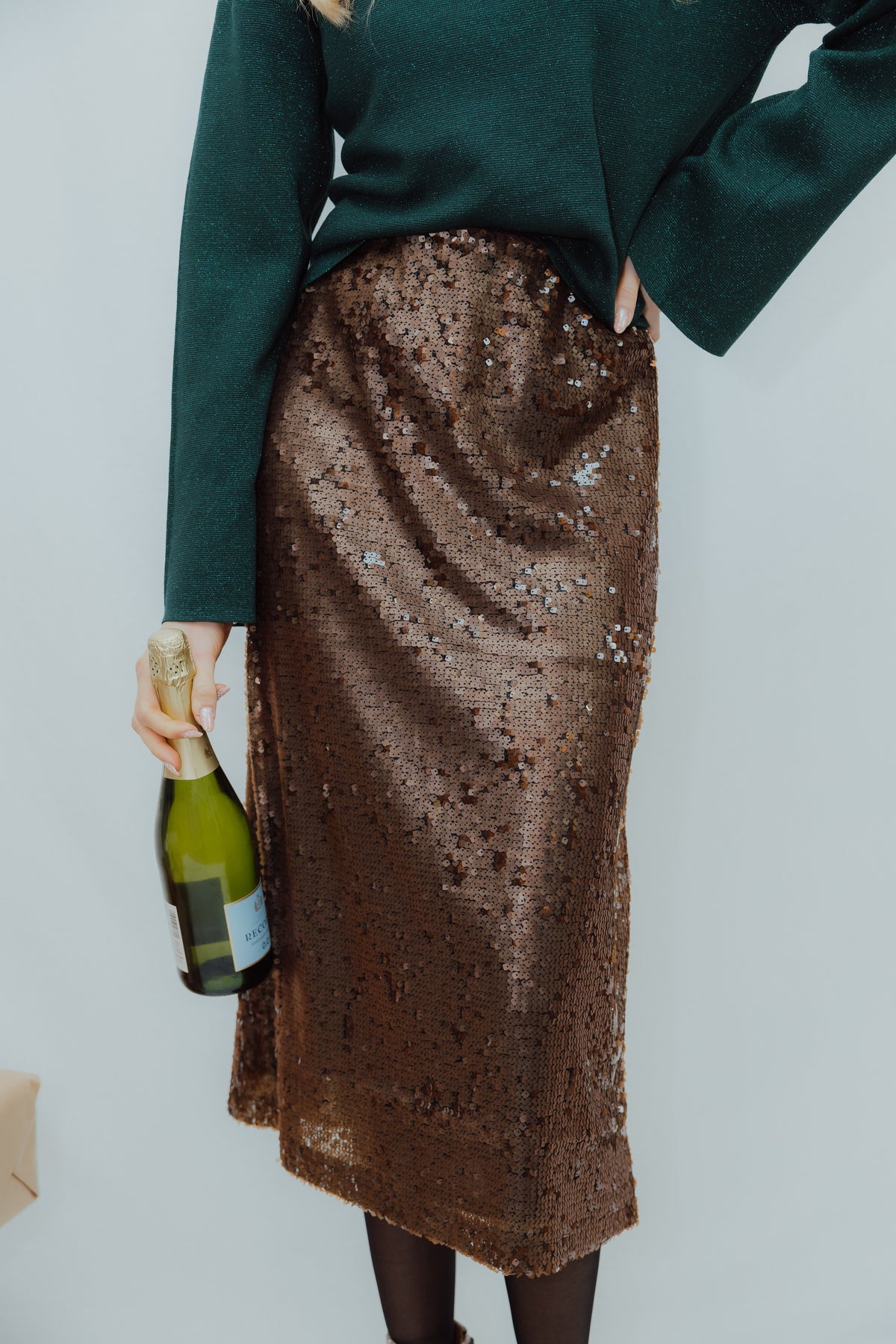 KAZIGGY SEQUIN SKIRT bruin