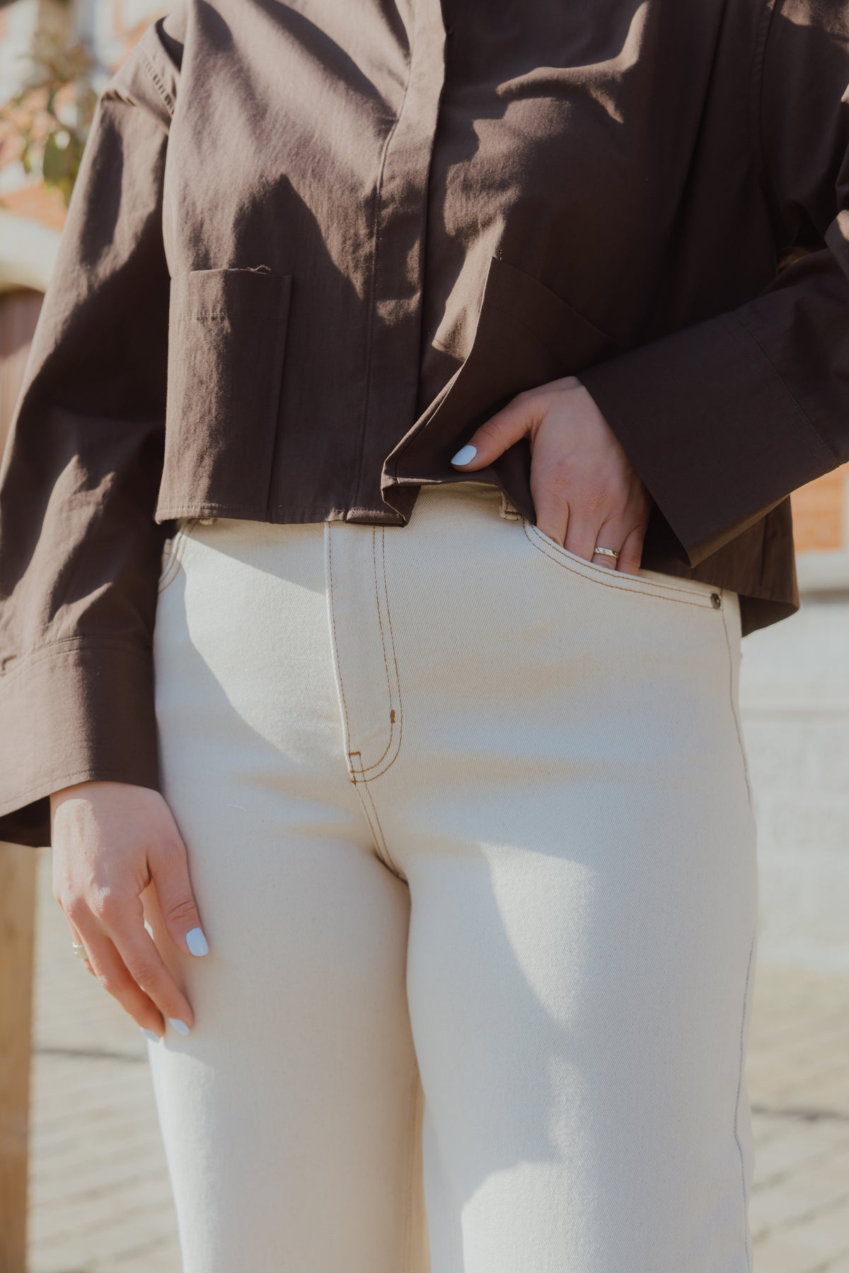 YASROSIE ECRU HW STRAIGHT JEANS ecru