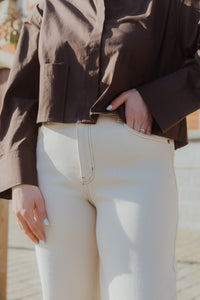 YASROSIE ECRU HW STRAIGHT JEANS ecru