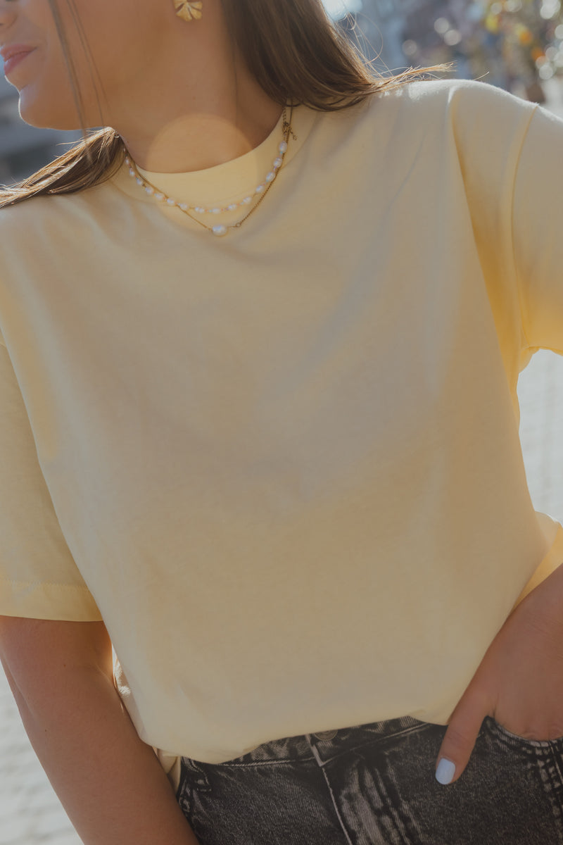 OBJGIMA T-SHIRT  boter geel