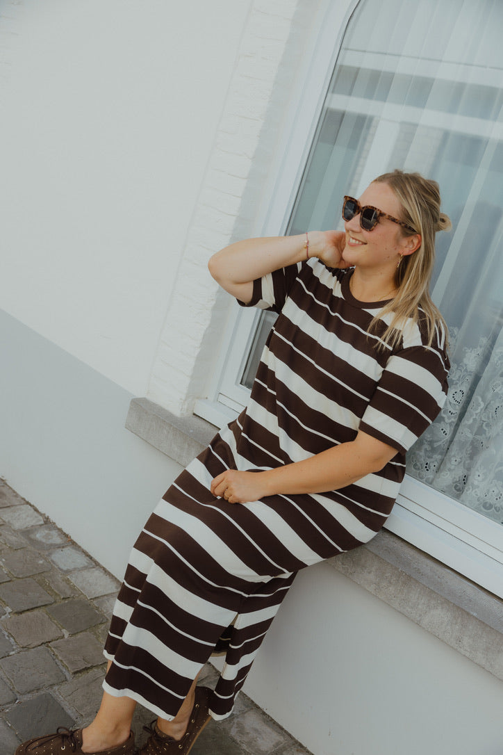 KCWINNIE DRESS streep bruin