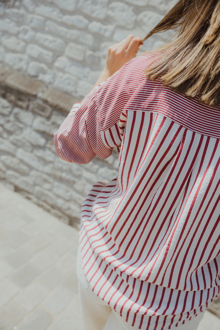 IHLOURI STREEP SHIRT wit/rood
