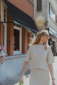 OBJESTER KNIT PATTERN TOP sand