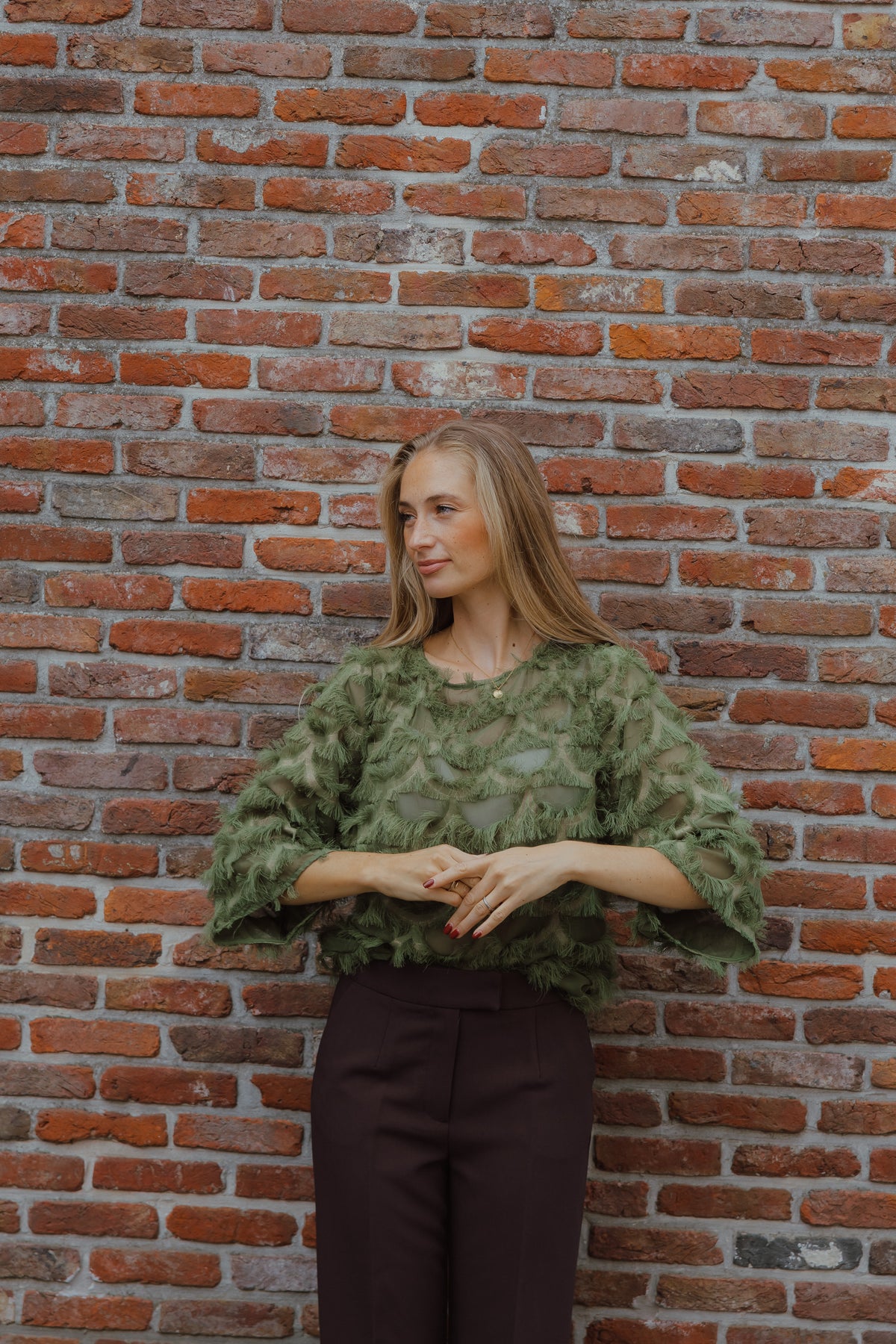 YASPAZILLA 3/4 TOP olijf
