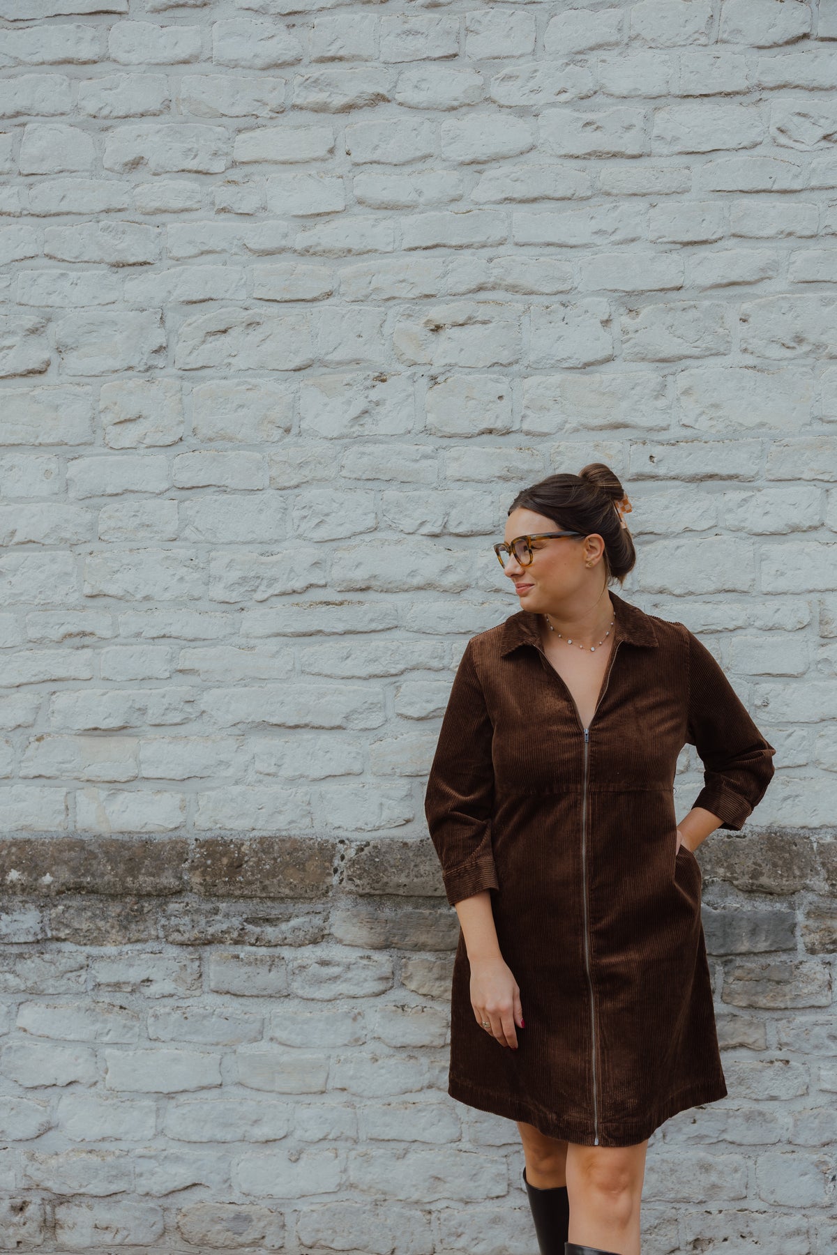KASELLA CORDUROY DRESS bruin