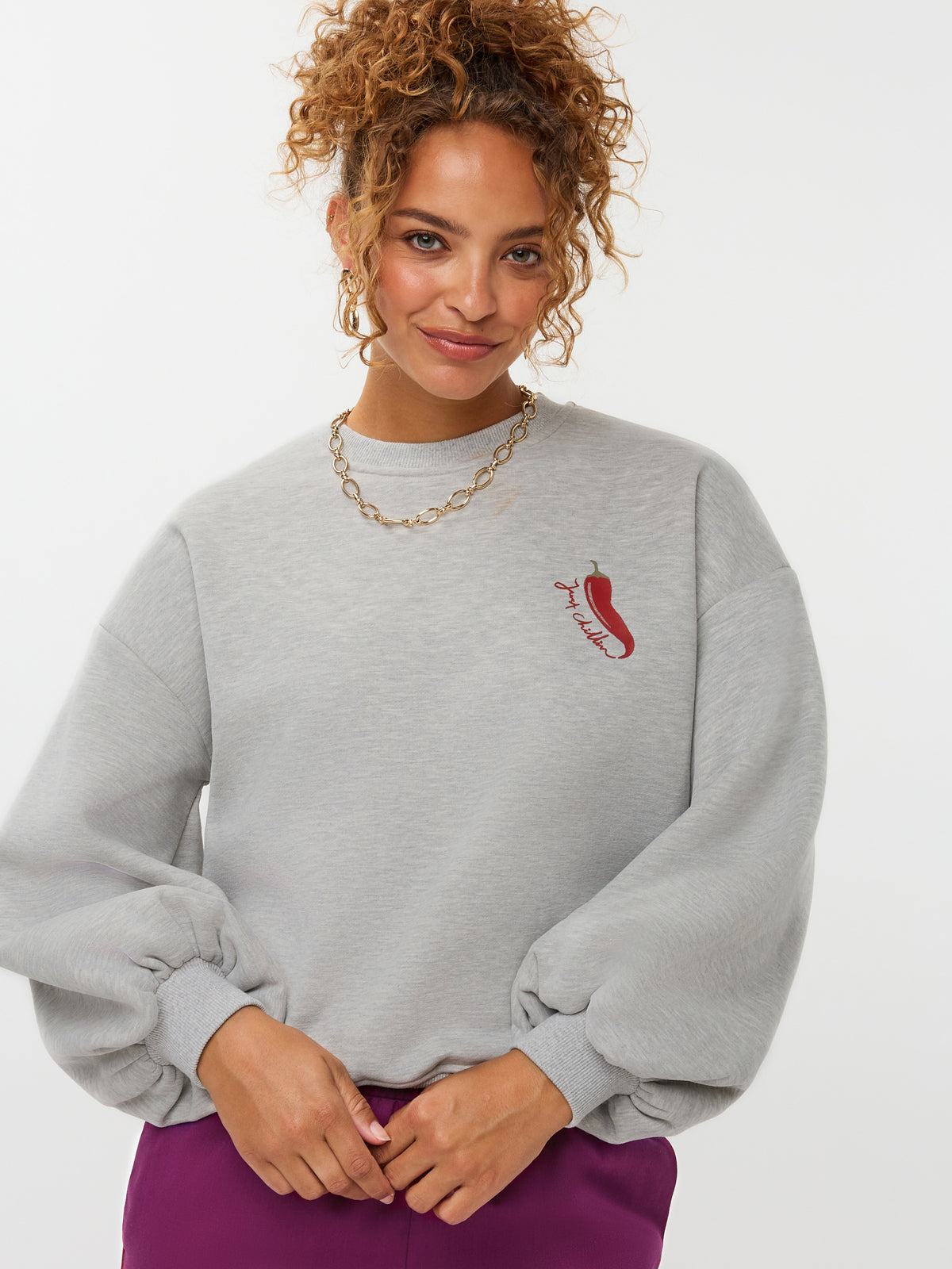 YDSWEATER JUST CHILLIN grijs