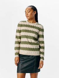 OBJEBBA KNIT groen/beige