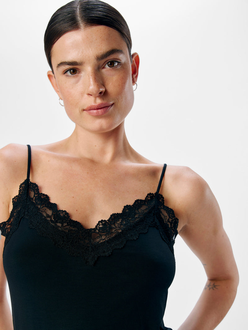 OBJLEENA LACE  TOP zwart