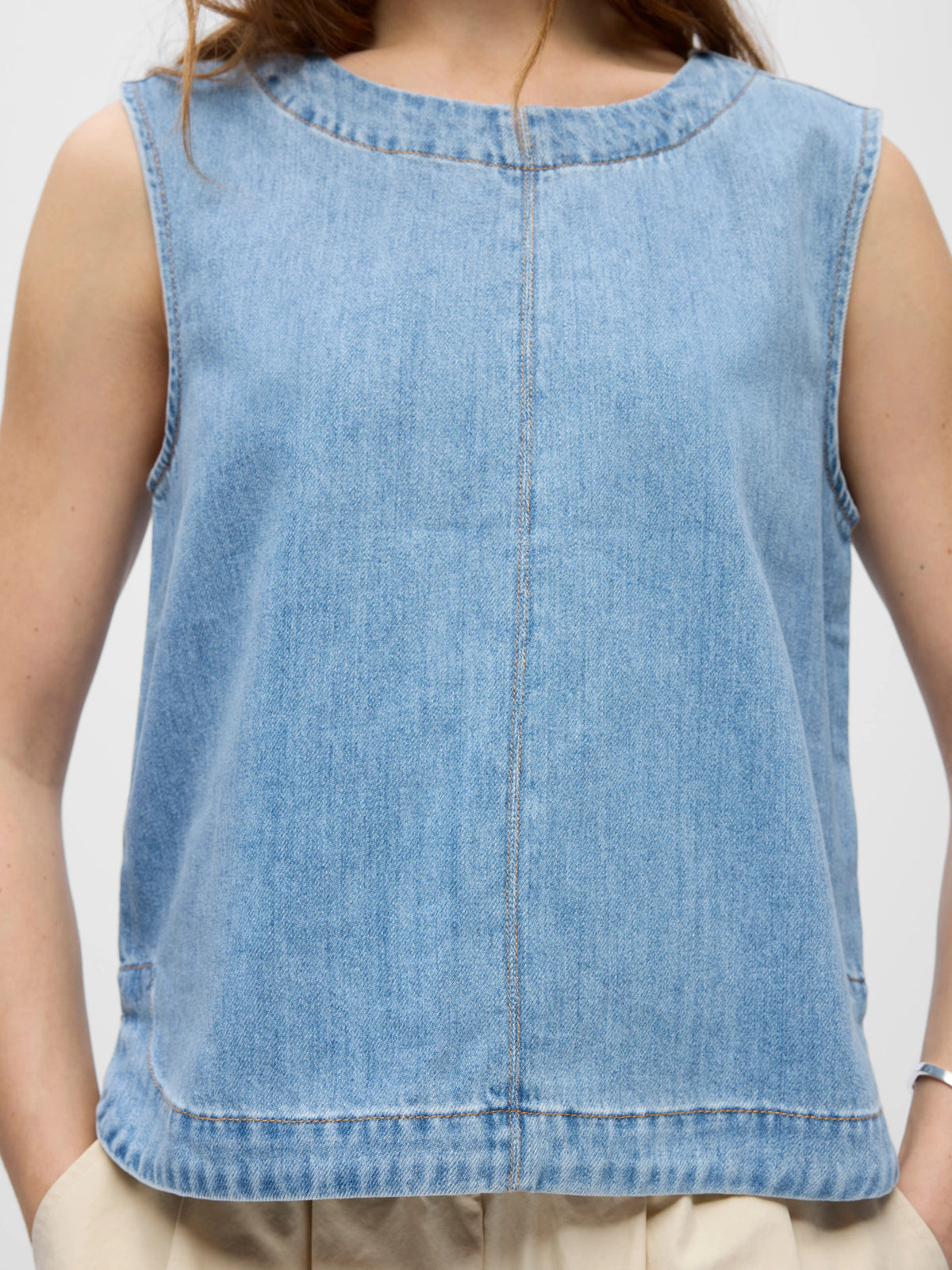 OBJROSIE DENIM TOP blauw