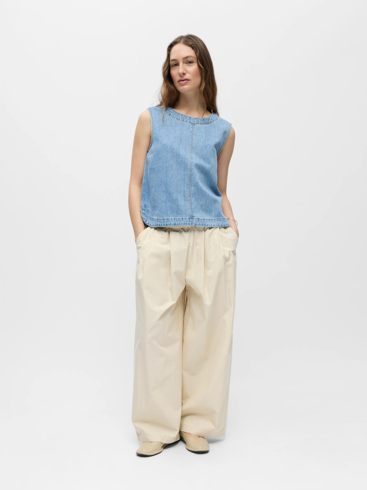 OBJROSIE DENIM TOP blauw