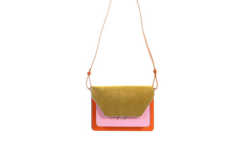 STICKY SIS CLUB SATCHEL orange + pink + leaf