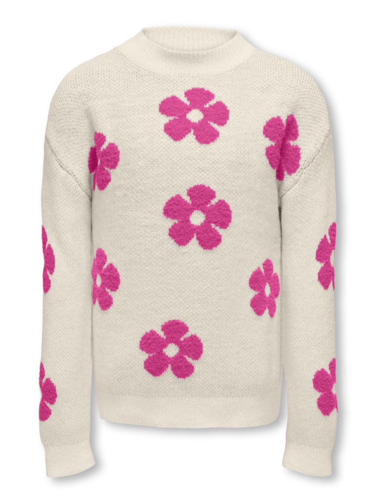 KOGNAJA FLOWER PULLOVER KNT ecru/roze