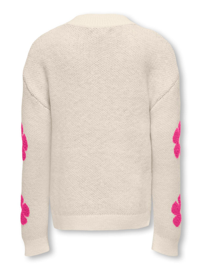 KOGNAJA FLOWER PULLOVER KNT ecru/roze