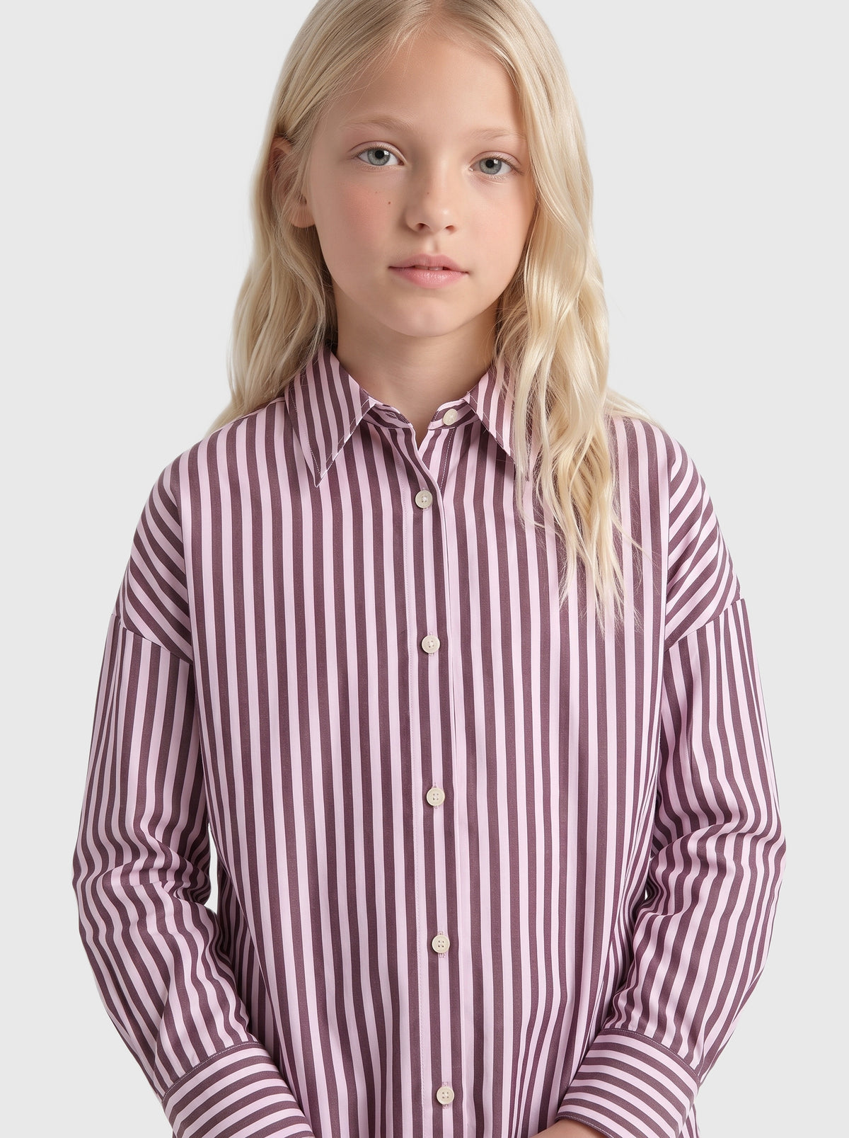 KOGVESPER LOOSE SHIRT roze/bruine streep