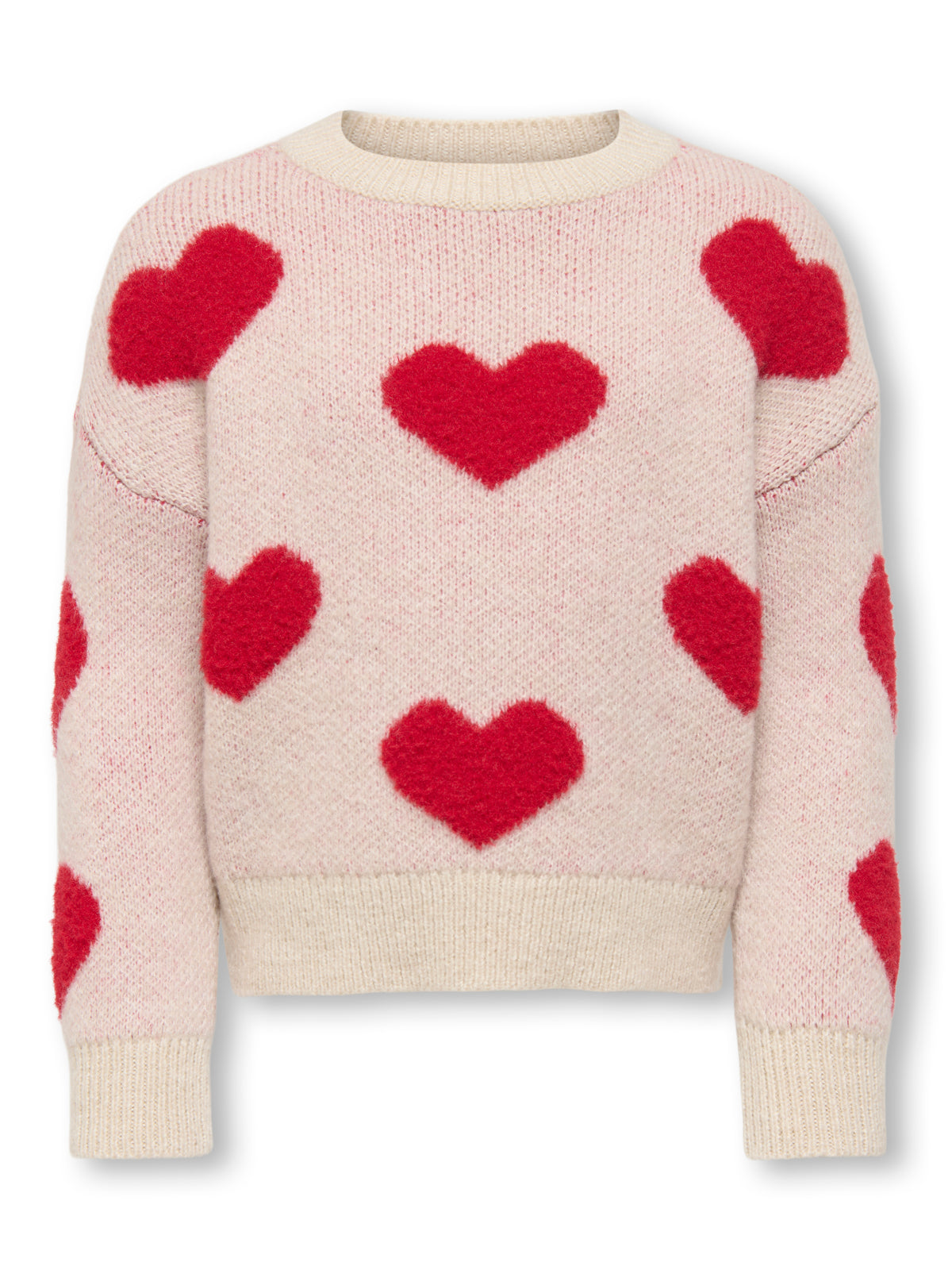KMGNAJA HEART PULLOVER KNT wit/rood