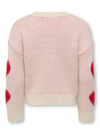 KMGNAJA HEART PULLOVER KNT wit/rood