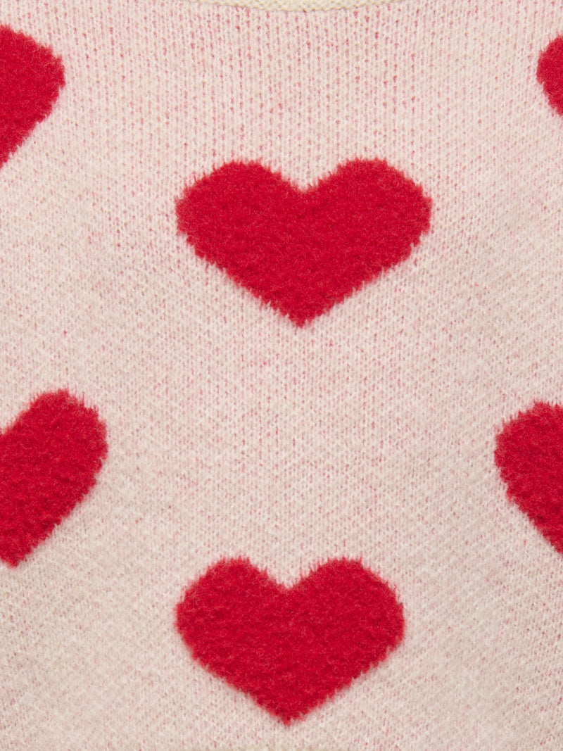 KMGNAJA HEART PULLOVER KNT wit/rood
