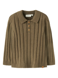 NMMLOMON KNIT POLO bruin