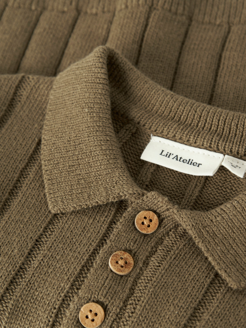 NMMLOMON KNIT POLO bruin