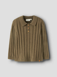 NMMLOMON KNIT POLO bruin