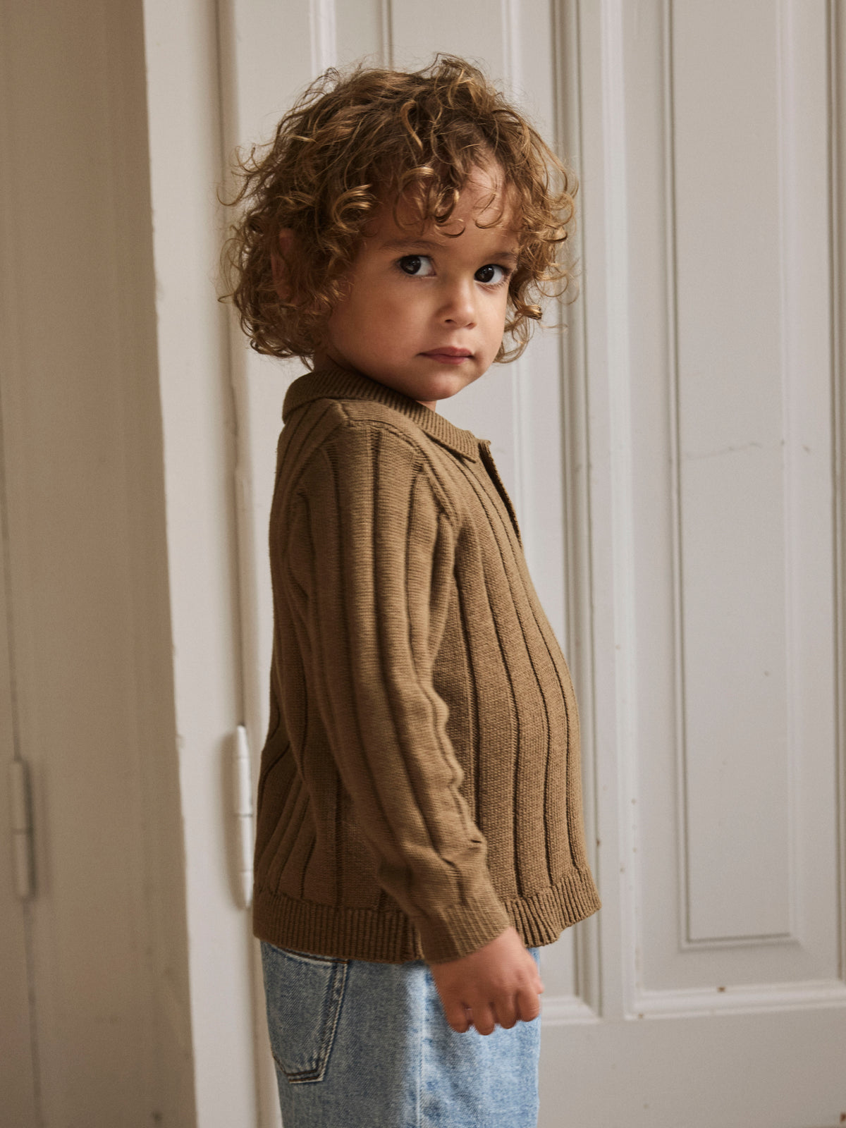NMMLOMON KNIT POLO bruin