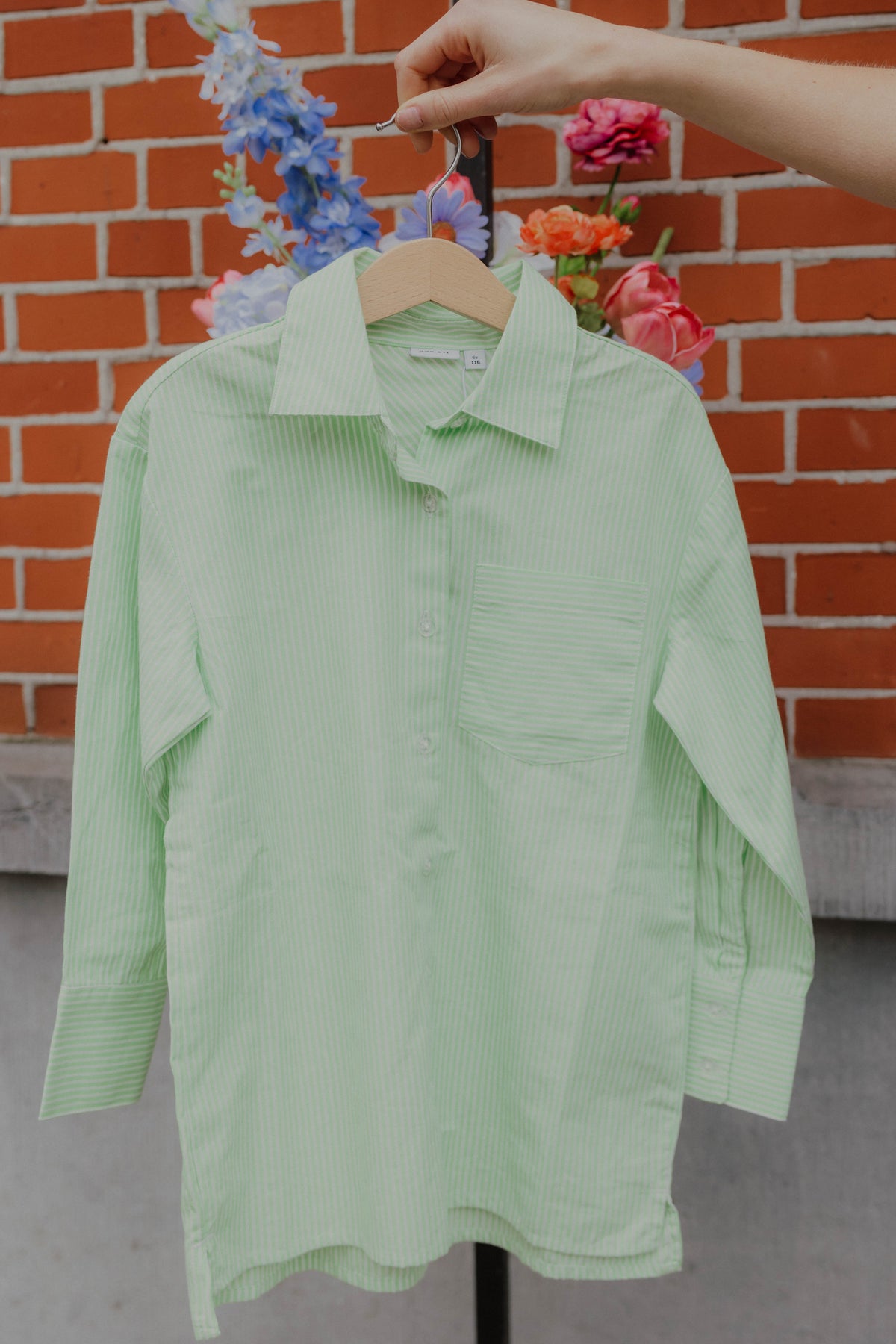 NKFBISTRIPE LONG SHIRT groen