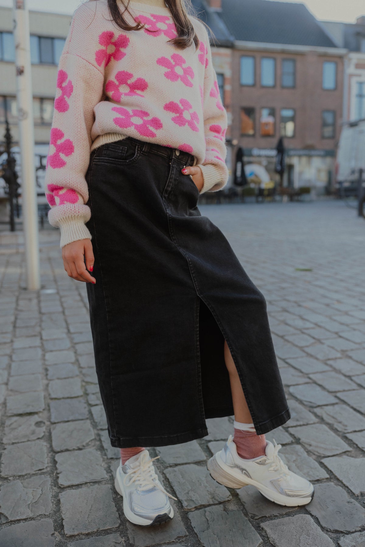 NKFKYLIE MAXI SKIRT 8507 Donker grijs