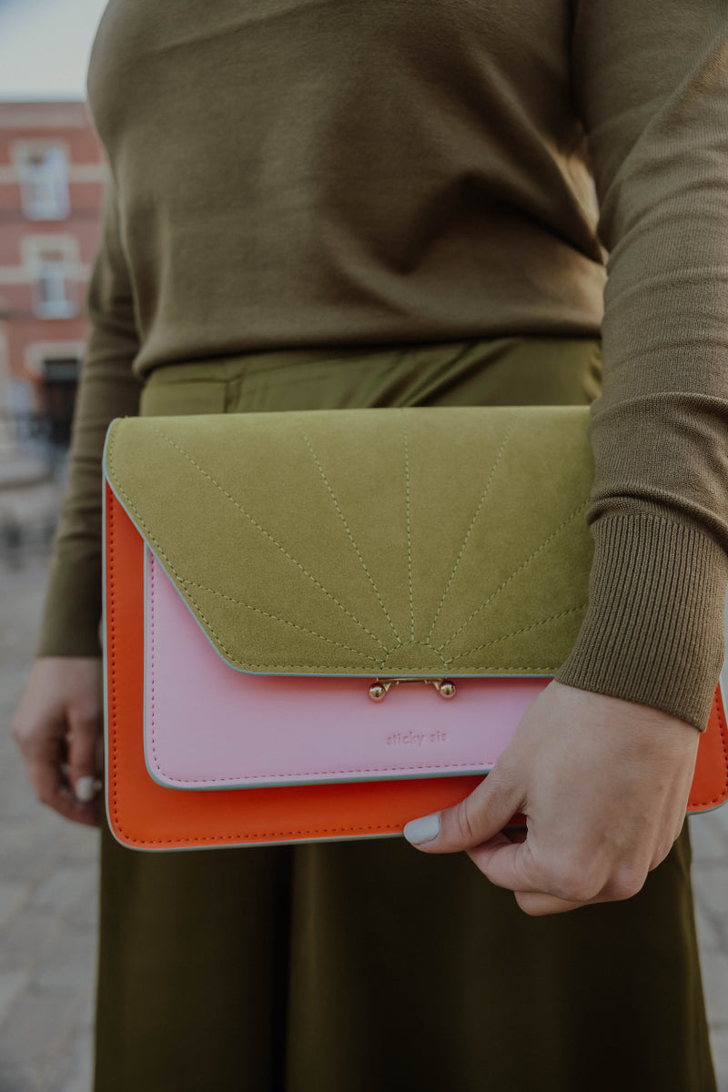 STICKY SIS CLUB SATCHEL orange + pink + leaf