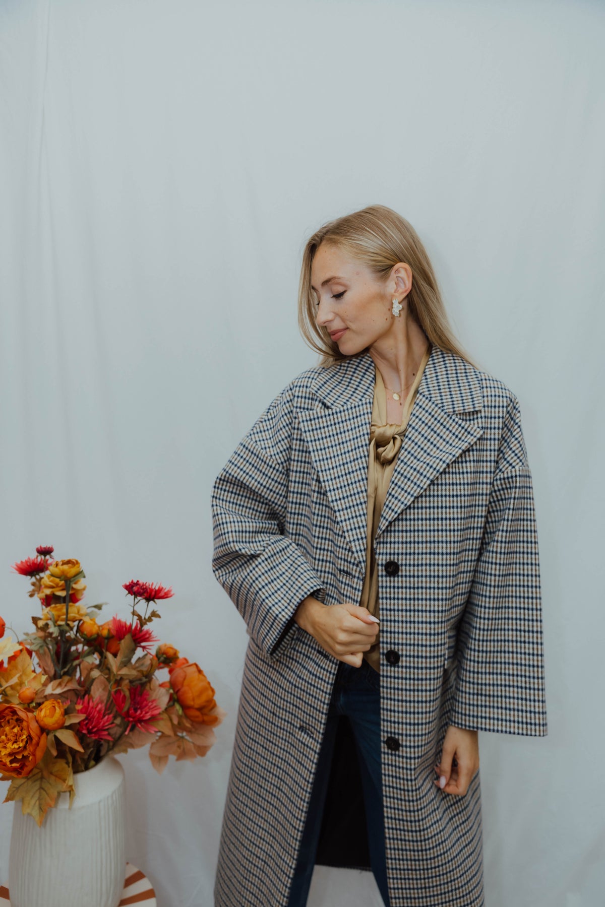 IHEMMALU COAT beige/blauw
