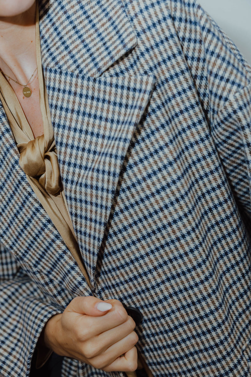IHEMMALU COAT beige/blauw