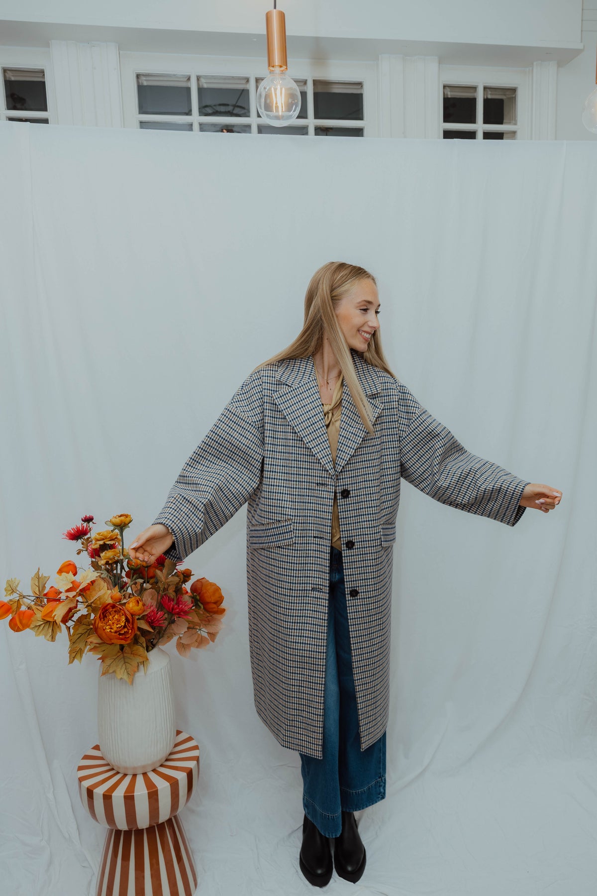 IHEMMALU COAT beige/blauw