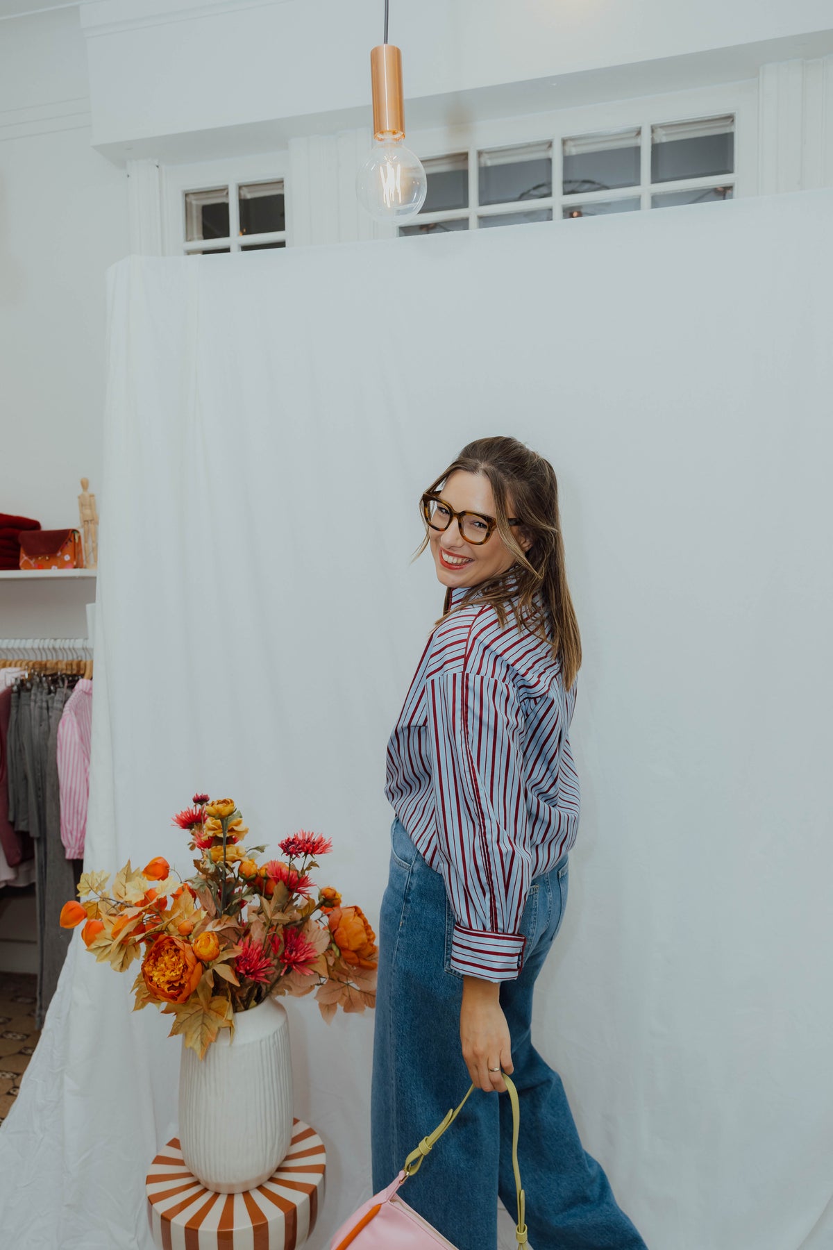 YASLEE LS PIPING SHIRT bordeaux streep