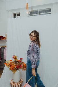 YASLEE LS PIPING SHIRT bordeaux streep