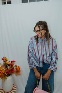 YASLEE LS PIPING SHIRT bordeaux streep