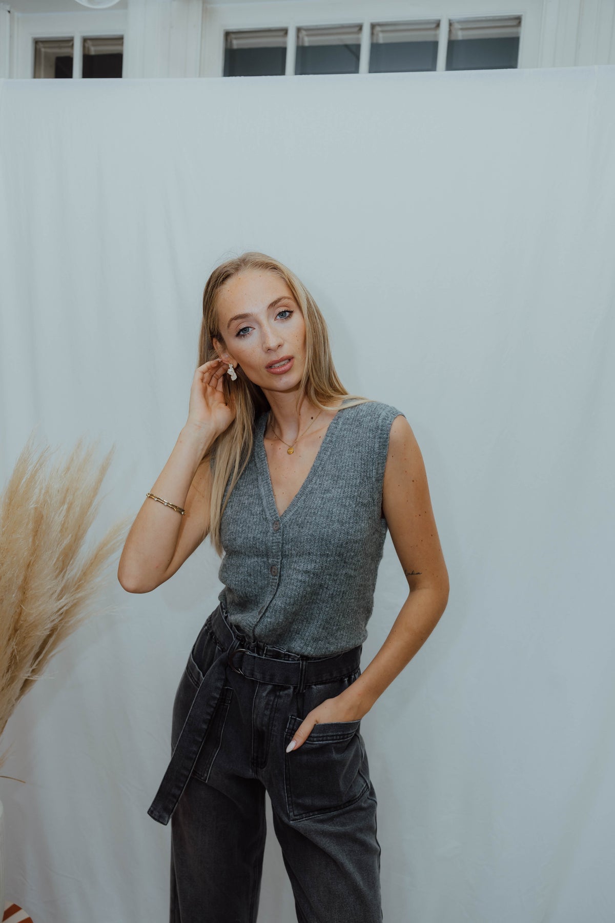 OBJDIANA KNIT WAISTCOAT grijs