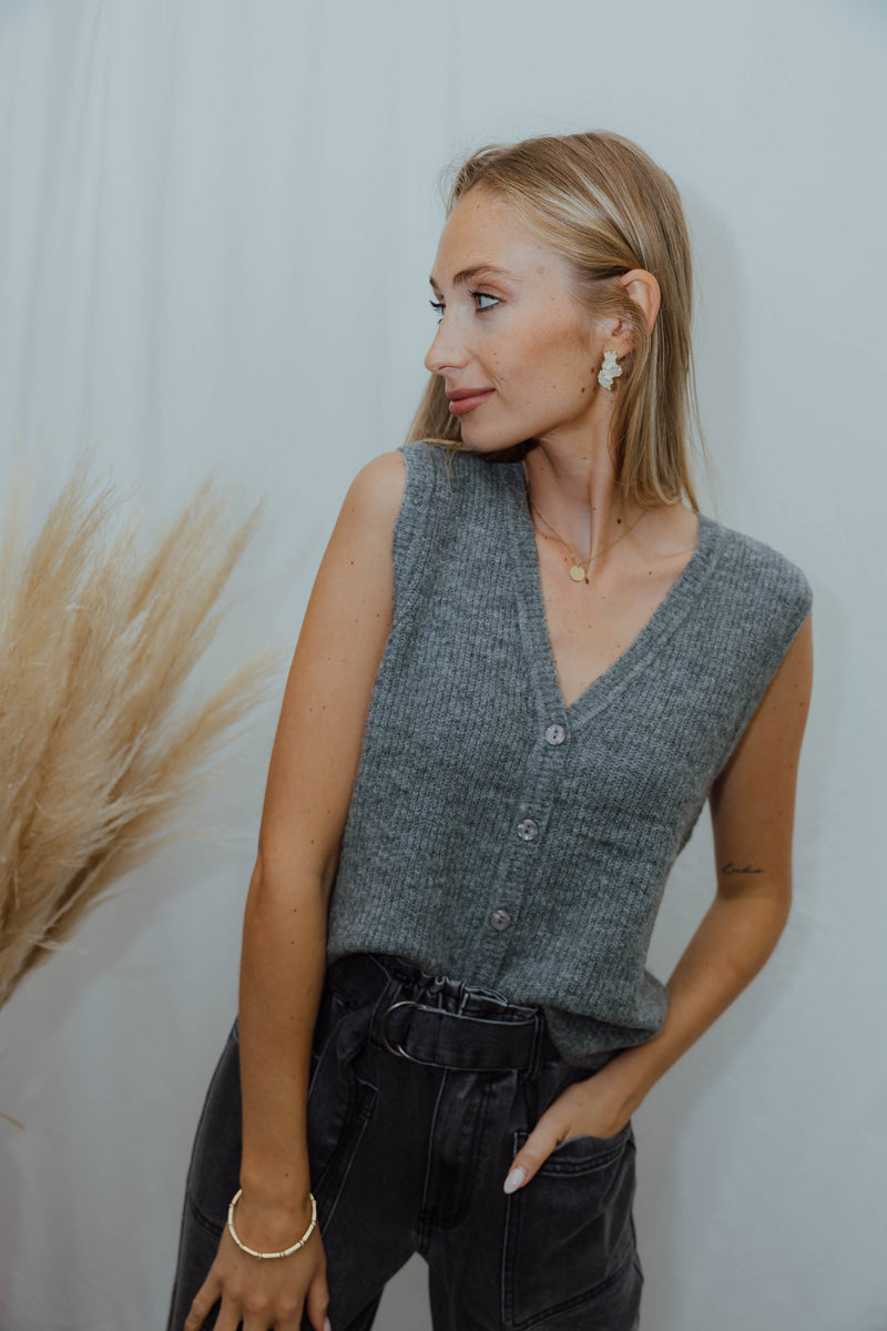 OBJDIANA KNIT WAISTCOAT grijs