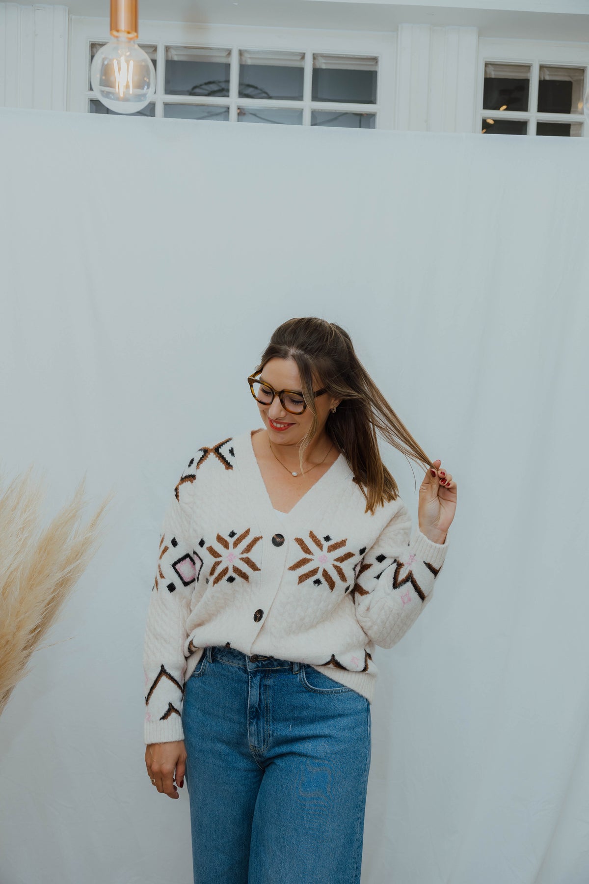 BYMELPA CARDIGAN ecru/bruin