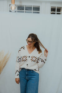 BYMELPA CARDIGAN ecru/bruin