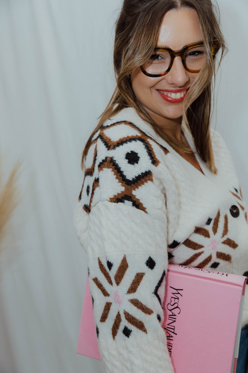 BYMELPA CARDIGAN ecru/bruin