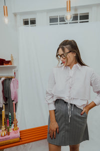 OBJLISA SHORT SKIRT grijs