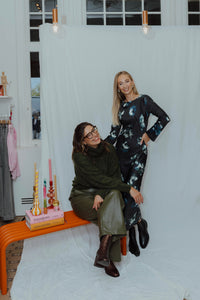 YASPELLA LONG DRESS zwart/groen