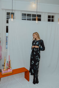 YASPELLA LONG DRESS zwart/groen