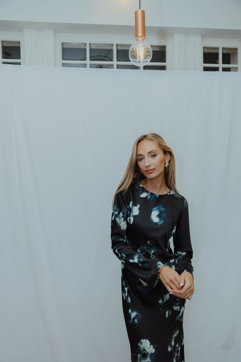 YASPELLA LONG DRESS zwart/groen