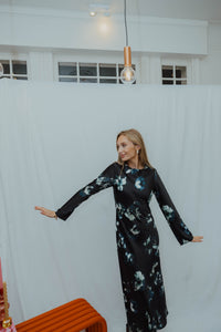 YASPELLA LONG DRESS zwart/groen